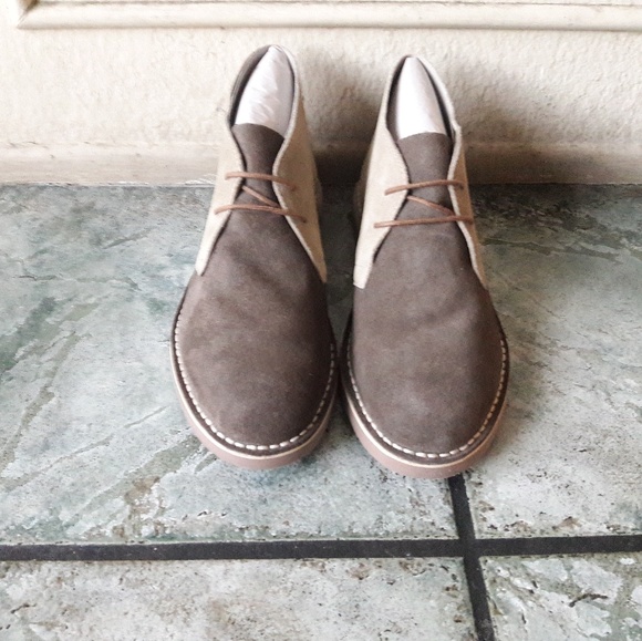 ?Robert Wayne Two-Tone Suede Chukka Boots | Mocha & Sand Colorblock Desert Boot